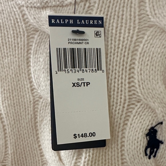 NWT Polo by Ralph Lauren Ivory Cable Knit Sweater - Picture 3 of 6